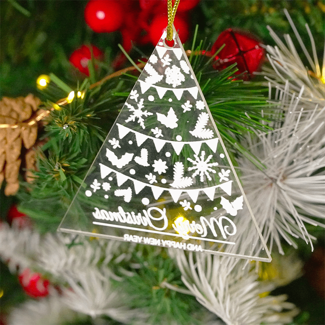 Set of 2 Acrylic Christmas Tree Ornament – Premium Hanging Decoration (8 cm) - Memories InsiteCHRISTMAS TREE ORNAMENT SET OF-2